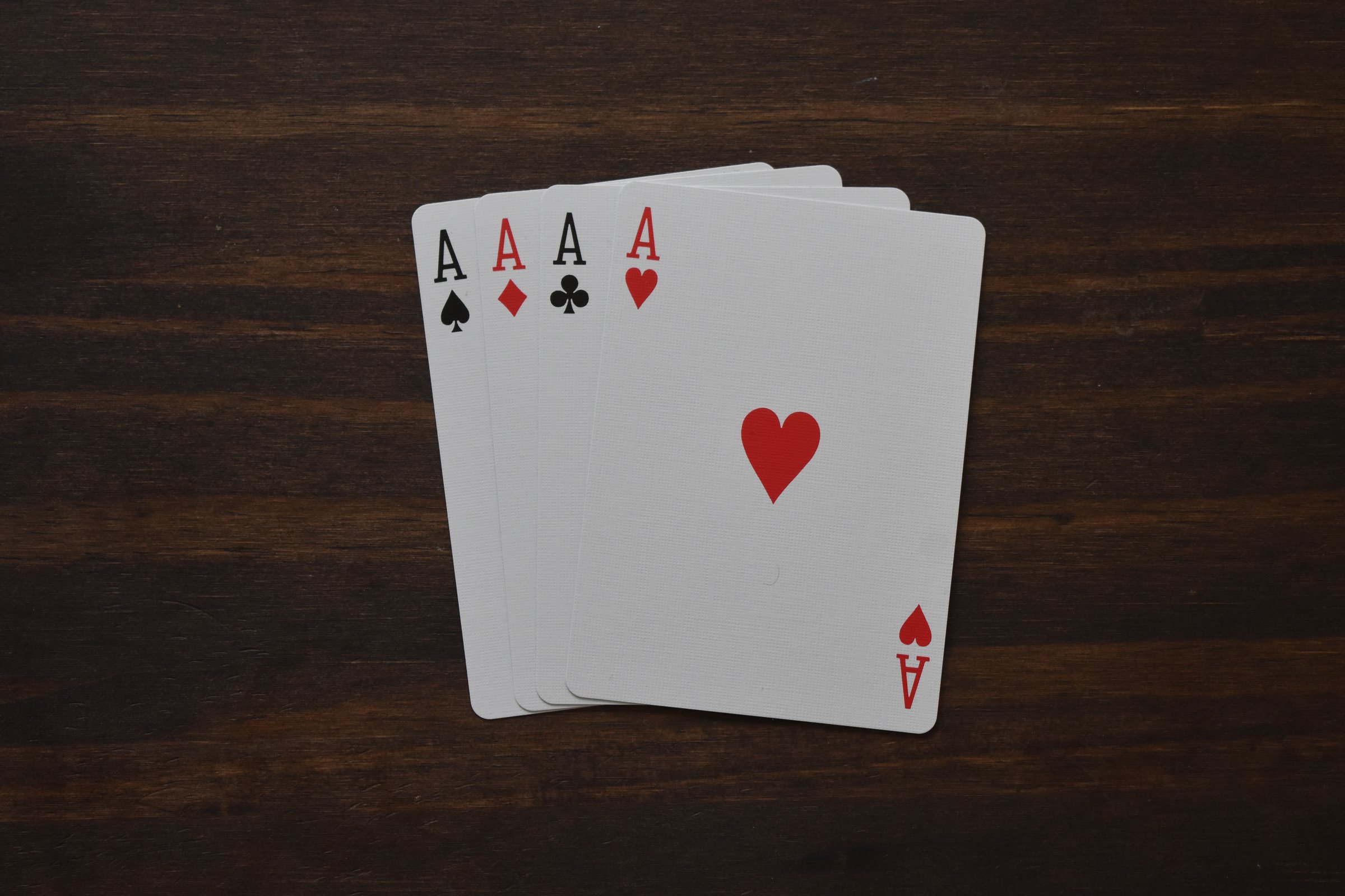 Set of playing cards on table